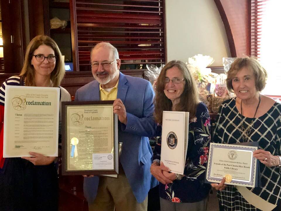 The Friends were honored by the Council of Community Services on May 29, 2019.  Pictured here from left to right: Elise Lemire (President of the Friends), Paul Zaccagnino (Friend), Kathleen Zaccagnino (Recording Secretary), Maryann De Ruvo (Co-Treasurer). Not shown: Andrea Bober (Vice President), Judy Conrad (Corresponding Secretary), Amanda Barrow (Social Media), Josh Brown (Web Master)